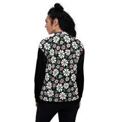 Retro 60's 70's Style Flower Power Unisex Bomber Jacket Vintage Style zippered coat