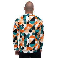 Retro Abstract Geometrical Unisex Bomber Jacket Vintage Style zippered coat