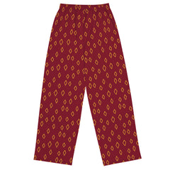 Casual Brick Red Diamond All-over print unisex wide-leg pants Regular and Plus Size