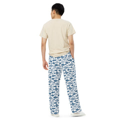 Casual Blue Fish All-over print unisex wide-leg pants Regular and Plus Size