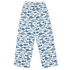 Casual Blue Fish All-over print unisex wide-leg pants Regular and Plus Size