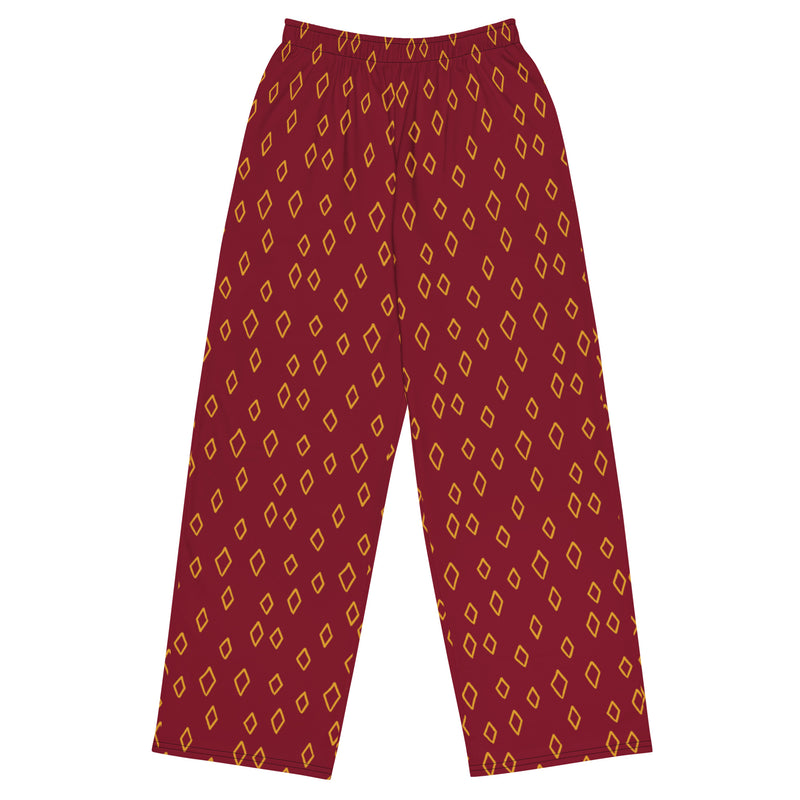 Casual Brick Red Diamond All-over print unisex wide-leg pants Regular and Plus Size