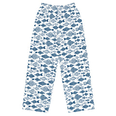 Casual Blue Fish All-over print unisex wide-leg pants Regular and Plus Size