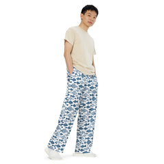 Casual Blue Fish All-over print unisex wide-leg pants Regular and Plus Size