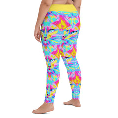 Artistic Geometric Colorful Cat All Over Print Yoga Leggings