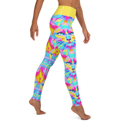 Artistic Geometric Colorful Cat All Over Print Yoga Leggings