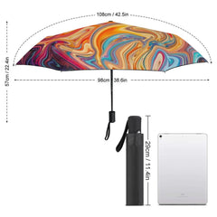 Painters Swirl Multi-Color Automatic Umbrella with Anti-UV Coating