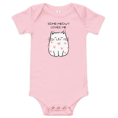 Funny T-shirt Some-Meowy Loves Me Cat Kitty Baby short sleeve one piece gift for someone who loves cat gift for Valentine's Day