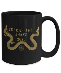 Dragon Snake Chinese New Year of the Snake 15oz Black Coffee Mug