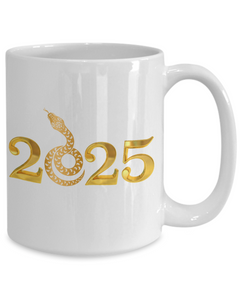 Year of the Snake 2025 white 15oz coffee mug