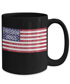 We the People Constitution US Flag Black Ceramic 15oz Coffee Mug