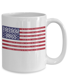 We the People Constitution US Flag White Ceramic 15oz Coffee Mug