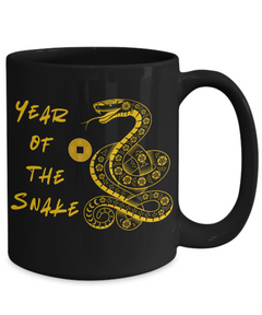 Golden Year of the Snake 15oz Black Coffee Mug Chinese New Years