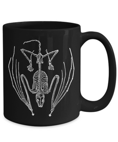 Bat Skeleton Black Ceramic Mug 15oz Halloween Fall Goth