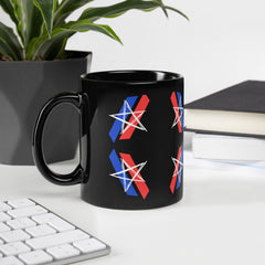 Stylized Star American Flag Interpretation Red White and Blue Black Glossy Mug