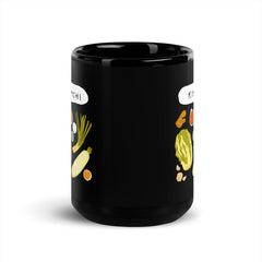 Fun Kimchi Black Ceramic Glossy Mug Korean Food fans