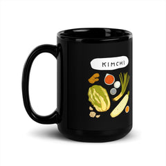 Fun Kimchi Black Ceramic Glossy Mug Korean Food fans