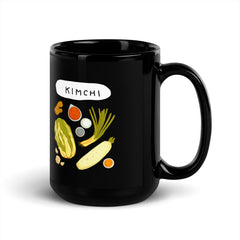 Fun Kimchi Black Ceramic Glossy Mug Korean Food fans