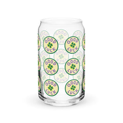 Good Luck 4 leaf Clover St. Patrick's Day Green Clover Lucky Can-shaped glass for St. Paddy's Day