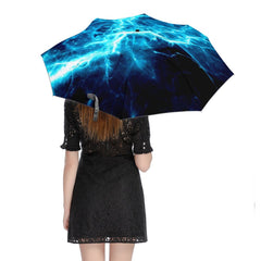 Blue Electricity Lightning Automatic Umbrella with Anti-UV Coating