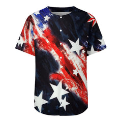 Patriotic USA Flag Style Men's Collarless Shirt Independance Day t-shirt