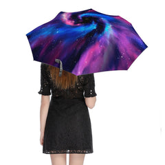 Galaxy Swirl Pink and Blue Stars Automatic Umbrella with Anti-UV Coating