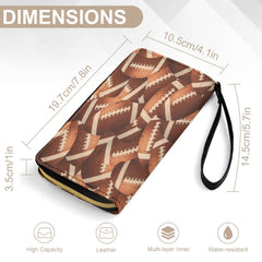 Football Lover's Leather Wallet with Wristlet Strap