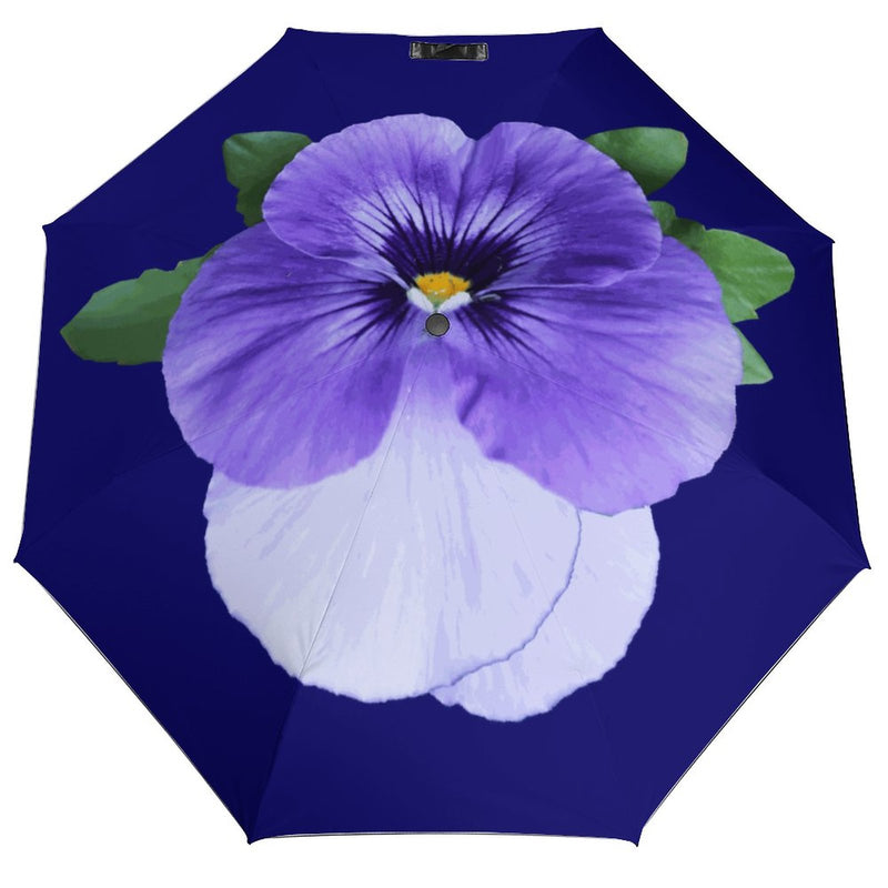 Purple Blue Pansy Auto Umbrella with PAnti-UV Coating