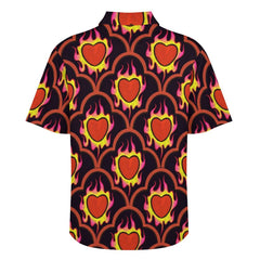 Burning Hearts Short Sleeve Shirt with 2 Pockets Valentines for Him in Reg and Plus Size