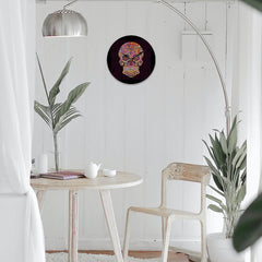 Day of the Dead Skull Concise Silent Wooden Wall Clock-9.84"x9.84"/ 25x25cm