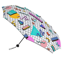 Retro Geometric Manual Triple Folding Umbrella with UV Blocking Protection