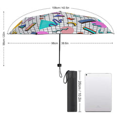 Retro Geometric Manual Triple Folding Umbrella with UV Blocking Protection