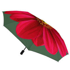 Red Daisy Flower Print Auto Umbrella with Anti-UV coating