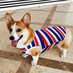 Red White and Blue Striped Mesh Pet Tank Top Vest Independance Day