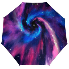 Galaxy Swirl Pink and Blue Stars Automatic Umbrella with Anti-UV Coating