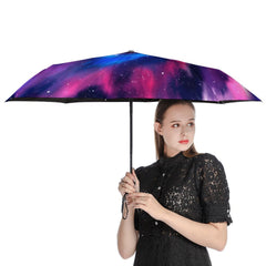 Galaxy Swirl Pink and Blue Stars Automatic Umbrella with Anti-UV Coating