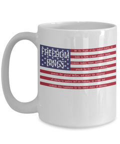 We the People Constitution US Flag White Ceramic 15oz Coffee Mug