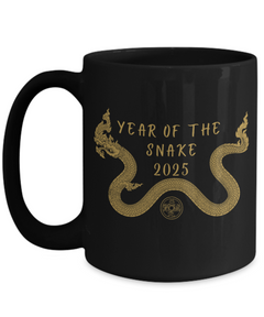 Dragon Snake Chinese New Year of the Snake 15oz Black Coffee Mug