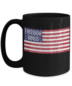 We the People Constitution US Flag Black Ceramic 15oz Coffee Mug