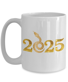 Year of the Snake 2025 white 15oz coffee mug