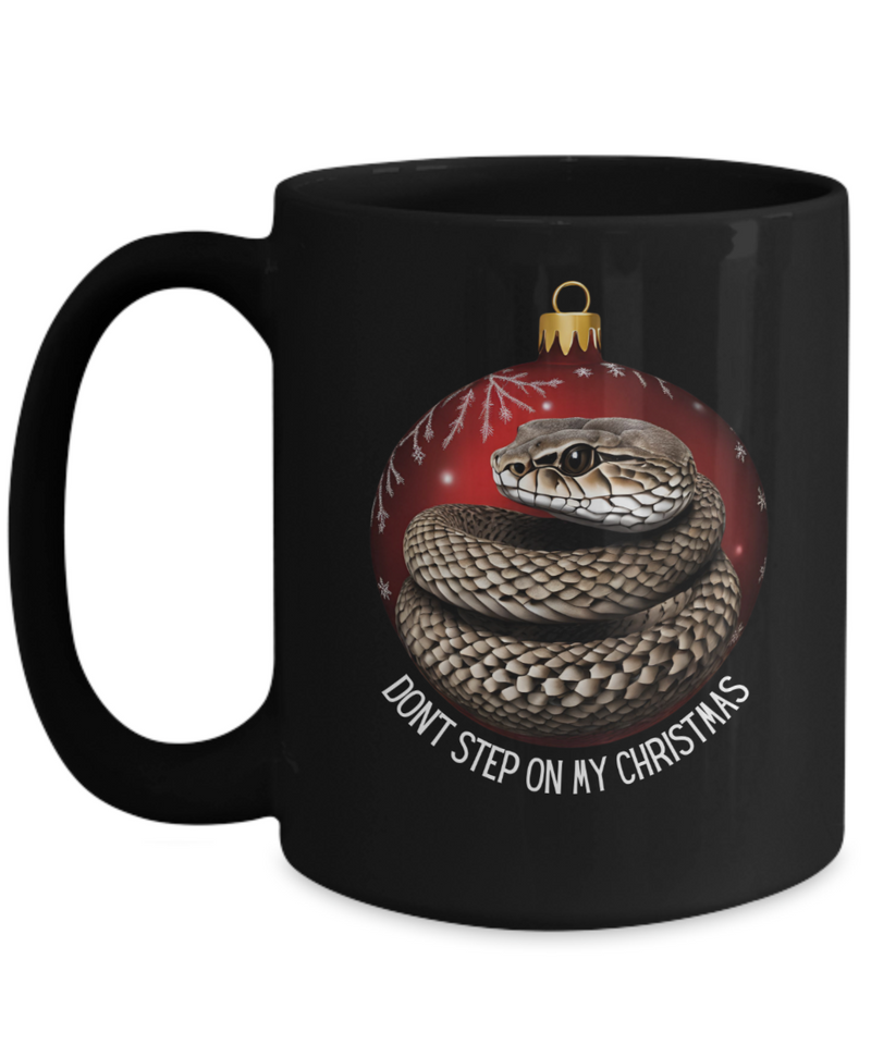 Don't Step on Christmas Snake 15oz Black Coffee Mug