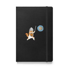 D&D Cat in Armor D20 Hardcover bound notebook for someone who loves cats and D20s