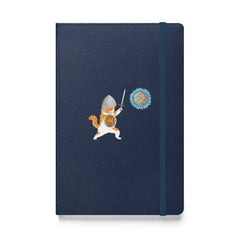 D&D Cat in Armor D20 Hardcover bound notebook for someone who loves cats and D20s