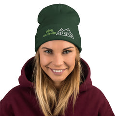 Play Outside Mountain Scene Embroidered Beanie Hat