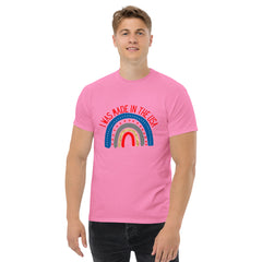 I was Made in the USA American Theme Rainbow Men's classic short sleeve t-shirt with crew neck