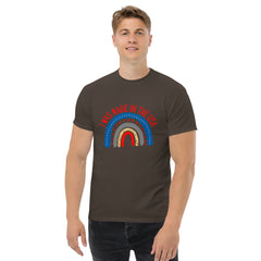 I was Made in the USA American Theme Rainbow Men's classic short sleeve t-shirt with crew neck