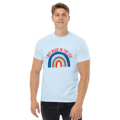 I was Made in the USA American Theme Rainbow Men's classic short sleeve t-shirt with crew neck