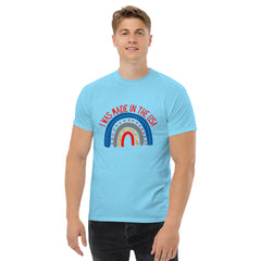 I was Made in the USA American Theme Rainbow Men's classic short sleeve t-shirt with crew neck