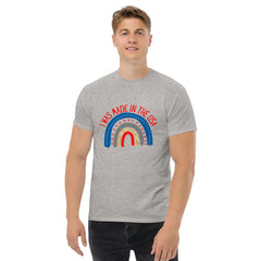 I was Made in the USA American Theme Rainbow Men's classic short sleeve t-shirt with crew neck