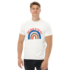 I was Made in the USA American Theme Rainbow Men's classic short sleeve t-shirt with crew neck